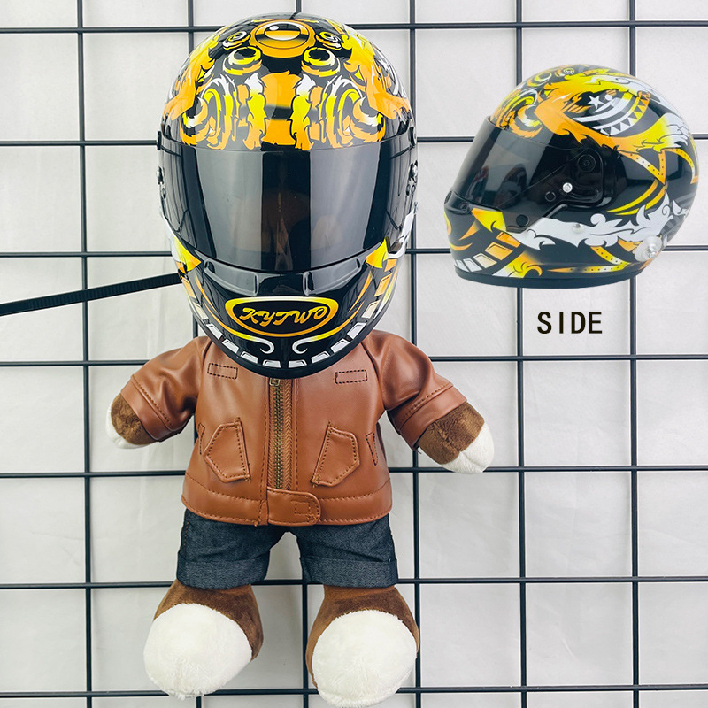 Coche eléctrico colgante oso muñeca casco cuero juguete coche tronco montar decoración 4S reparación tienda locomotora muñeca