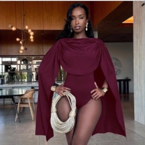 Women's Clothing Women's High Waist Bodysuit European American Style Spring New Solid Color Collar Symmetrical Ribbon Design Tight Fit Jumpsuit Romper_voghion.com