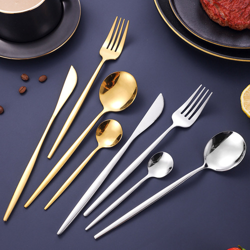 Stainless steel tableware set including four main pieces: steak knife, fork, and spoon, Portuguese style, Amazon cross-border Western cuisine set