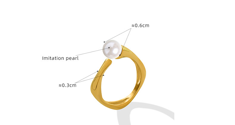 Retro Geometric Imitation Pearl Titanium Steel Open Ring Plating Stainless Steel Rings display picture 1