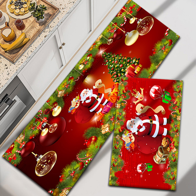 Cross-Border Temu Hot-Selling American Crystal Velvet Floor Mats, Kitchen Water-Absorbing and Oil-Absorbing Easy-Care Floor Mats, Two-Piece Set Can Be Shipped on Behalf of Others
