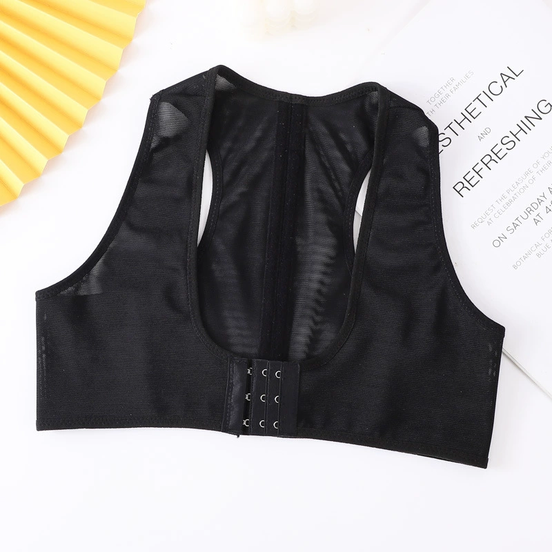 Push‑up posture‑corrector bra, front‑hook support, post‑liposuction use, black or rice, S–XXL