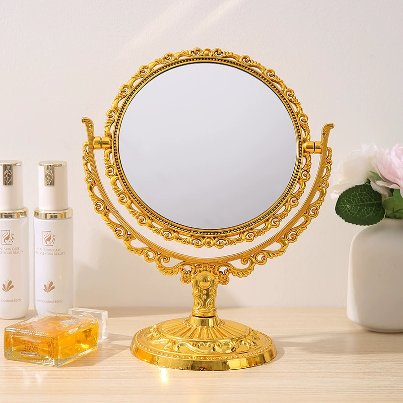 Desktop Double-Sided Makeup Mirror, Heart & Oval Styles, PP Frame, 22–28 cm
