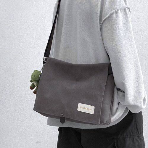 Classic Canvas Mail Carrier Bag, Japanese Workwear Casual Men's Crossbody Bag Retro Instagram Small Shoulder Bag Men's Trendy Brand Laptop Bag