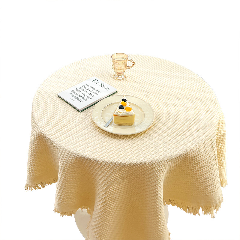 Manto de mesa estilo francés manto de mesa redondo sala de estar nórdica simple blanco ligero lujoso alto sentido cuadrado manto de mesa de té