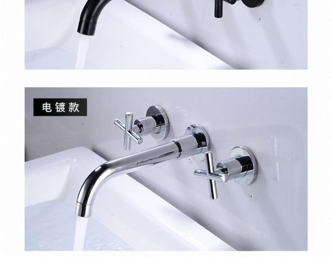 Cross-border all-copper double-handle concealed washbasin, hot and cold water faucet, hotel apartment, homestay, built-in wall-mounted faucet undefined