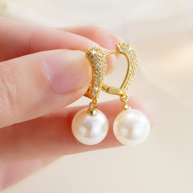 Orecchini di perle di lusso con zirconi per feste eleganti_voghion.com