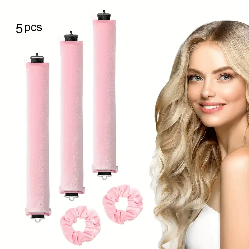 3-hook velvet hair curlers, big-wave sleep rollers set, multi-piece plush curling rods