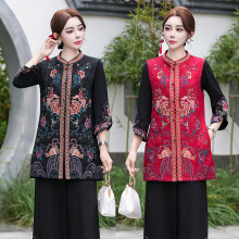 春秋季中式重工刺绣马甲背心复古无袖外搭新款民族风女式外套马夹