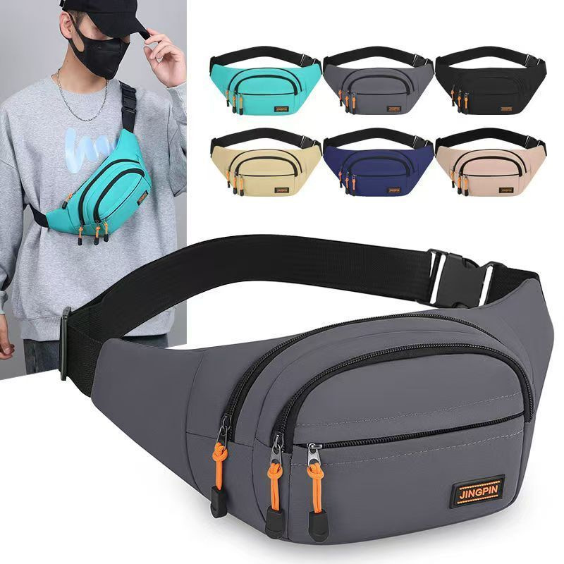 New cross-border sports waist bag, multi-layered, suitable for construction site work, cashier crossbody bag, simple men's shoulder bag for business travel