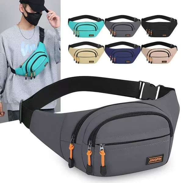 New cross-border sports waist bag, multi-layered, suitable for construction site work, cashier crossbody bag, simple men's shoulder bag for business travel