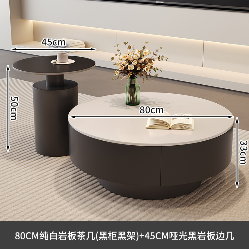 モダンでシンプルで軽い高級モバイル大小ラウンドロックプレートコーヒーテーブル組み合わせミニマリストリビングルームホームハイエンドラウンドコーヒーテーブル|undefined