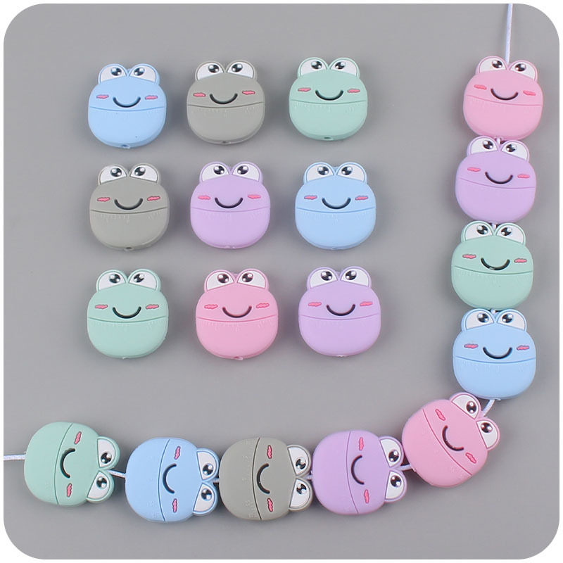 Bebé suministros de silicona de dibujos animados Rana mordedor perlas DIY bebé molar pezón anti-gota cadena mordedor Accesorios