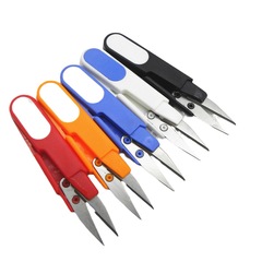 Factory Direct Sale Stainless Steel Plastic Handle Scissors Thread Scissors Fishing Line Yarn Hand Sewing U-shaped Bag Cover Scissors