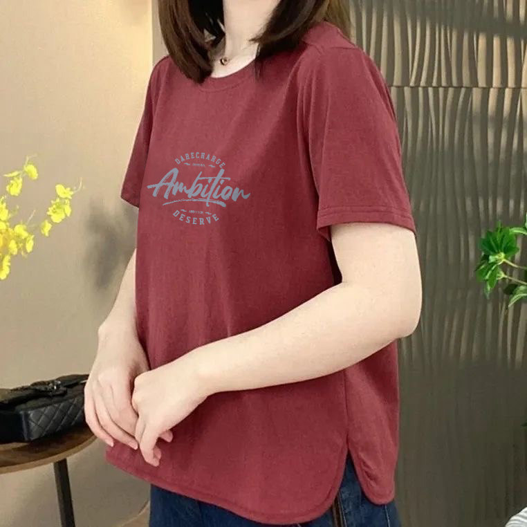 专柜撤回外贸短袖印花T恤女宽松显瘦减龄遮肚中年时尚妈妈装上衣