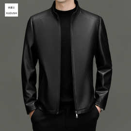 男士新款山羊皮皮衣秋冬青年休闲轻商务立领高品质外套上衣皮夹克