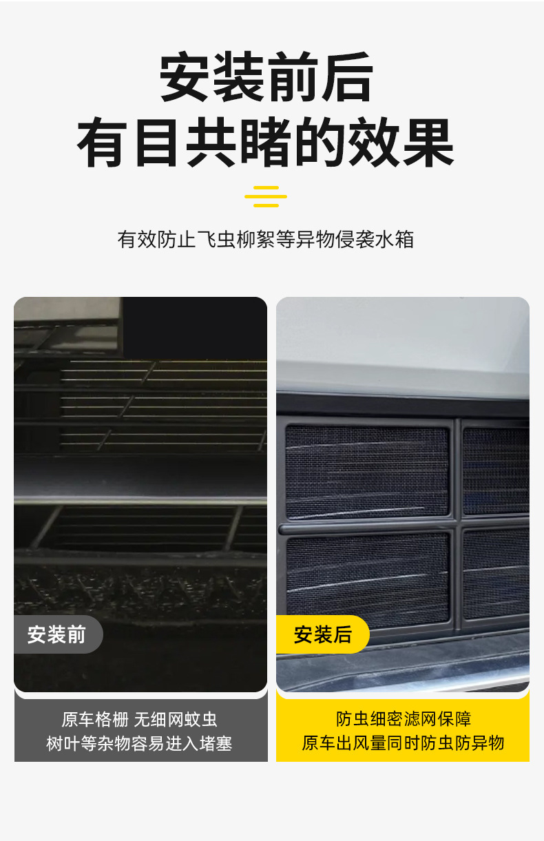 Suitable for 24 Dark Blue S05 Insect-Proof Net Protective Covers, Front Face, No Need to Disassemble the Front Bumper, Dust-Proof Mesh Appearance Modification Parts
