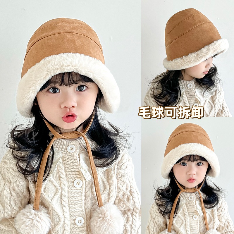 Sombreros para niños otoño y invierno gorras de pelo coreanas para niños y niñas con gorras de pescador cálidas para bebés de invierno