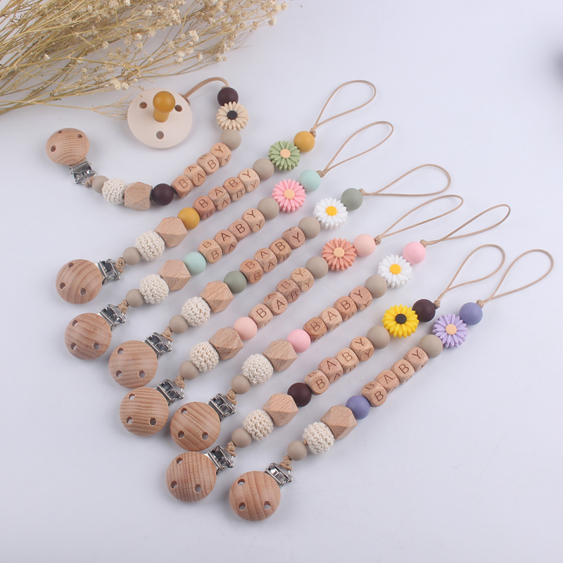 Nuevo bebé suministros de dibujos animados Margarita silicona mordedor chupete cadena calmante bebé chupete de silicona conjunto de dos piezas
