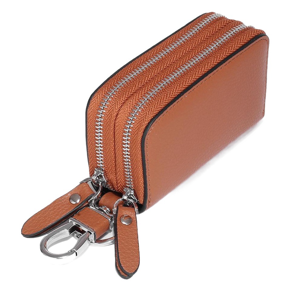 Double-Layer Car Key Bag Men's Genuine Leather Export Cowhide Large Capacity Simple Storage Household Key Bag Women's Universal