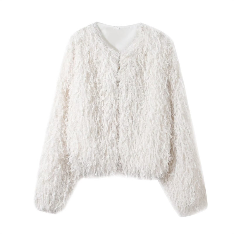 Cross-Border European and American Style Foreign Trade Supply Wholesale Autumn and Winter New American Casual Slim Feather Short Jacket Cross-Border European and American Style Foreign Trade Supply Wholesale Autumn and Winter New American Casual Slim Feather Short Jacket