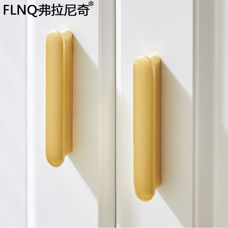 黃銅衣櫃抽屜純銅拉手金色輕奢北歐實心櫥櫃現代簡約中式櫃門把手