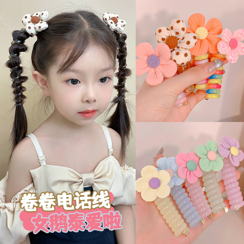 Línea telefónica coreana, lazo para el cabello, cuerda para el cabello duradera, cordón para el cabello trenzado, joyería para el cabello, banda de goma de alto valor, accesorios para el cabello para niños, lote