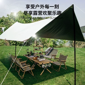 Cross-Border Vinyl Camping Tarp Outdoor 3-4 Person Thickened Coating Rainproof Sun Protection Portable Camping Gear Wholesale