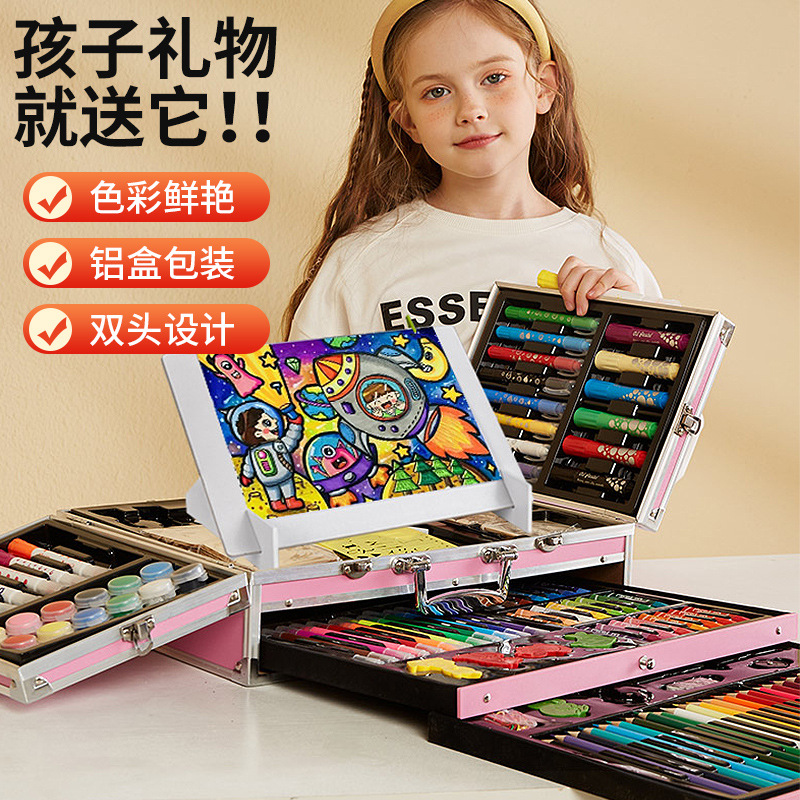 Conjunto de pintura pincel caja de regalo día de los niños acuarela para niños regalos de cumpleaños herramientas de pintura creativa
