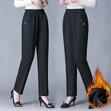 妈妈裤子春秋款长裤中年冬装加绒裤宽松直筒休闲裤中老年女裤大码