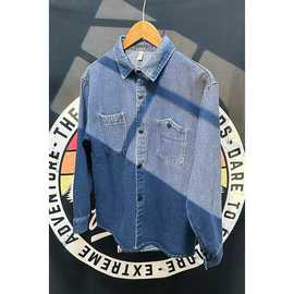 2025年春季款复古牛仔衬衫男日系潮牌宽松休闲衬衣外套