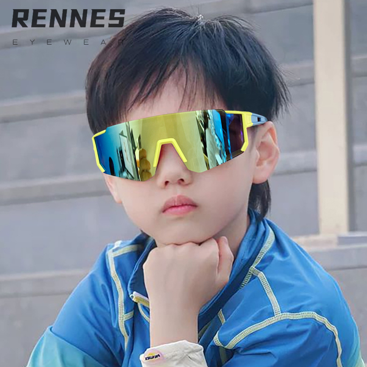 2024 nuevos niños al aire libre ciclismo a prueba de viento y gafas deportivas frescas para niños y niñas gafas de sol anti-ultravioleta de montura grande