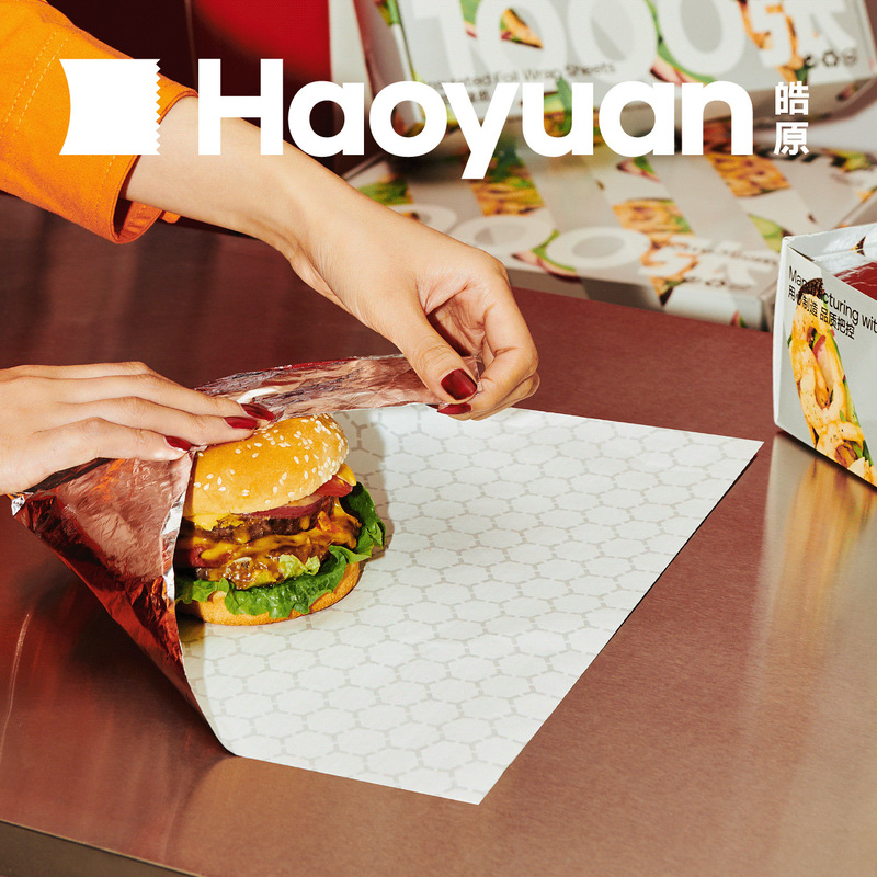 Haoyuan アルミ箔バーガー紙アルミ箔ハニカム断熱紙サンドイッチホットドッグ包装複合錫箔取り外し可能な二重層|undefined