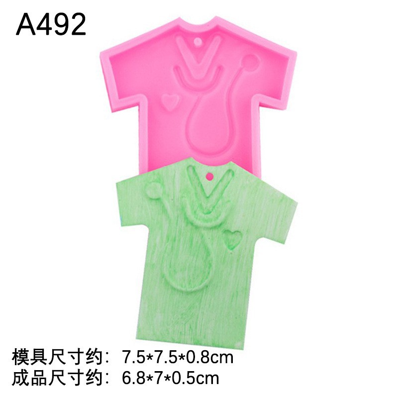 Camisa de bricolaje llavero accesorios colgantes molde amor estetoscopio enfermera ropa estilo llavero molde de pegamento