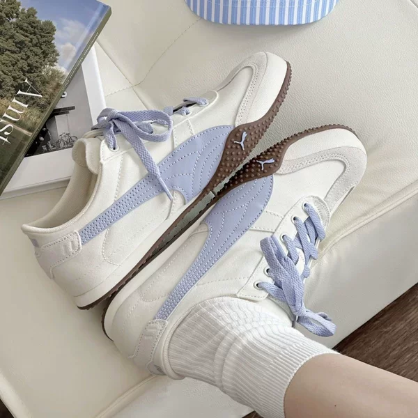 Pure Original Park Chae-Young Pm Racing Dm001 Canvas White Light Blue Unisex Couple Ins High-Value Versatile Casual Sneakers