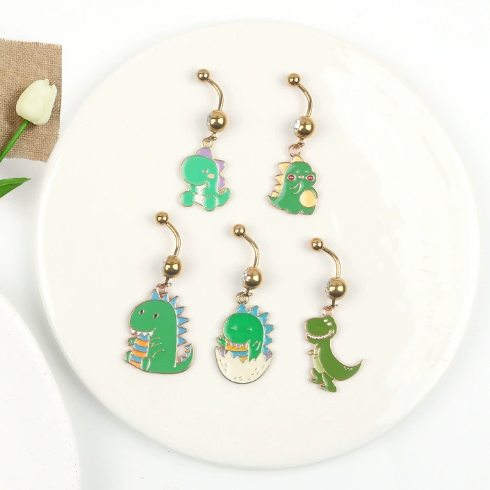 Новый мультфильм маленький динозавр пупок гвоздь из нержавеющей стали пирсинг ювелирные изделия милые капли пупка ювелирные изделия трансграничный спот