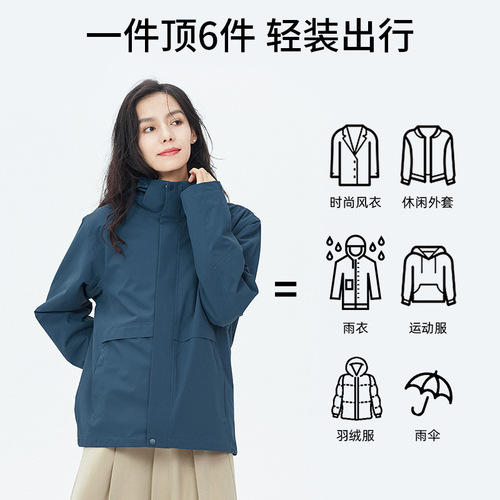 Xinniaojia hard-shell anti-storm rain jacket for men and women, three-in-one two-piece set, silver fox velvet ski and mountaineering suit customization