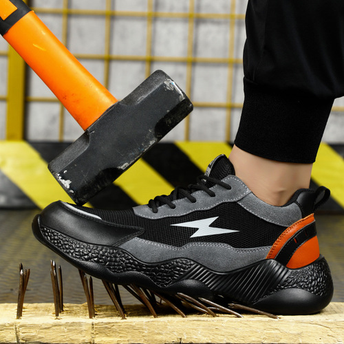 Labor protection shoes, men's four-season anti-smash and puncture-proof safety shoes, lightweight, comfortable, wear-resistant, construction site work protective shoes