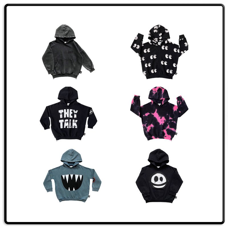 LMH Kids Eye Series Children's Sweatshirt for Middle Childhood, with Smiling Embroidery, Trendy INS Style for Fall/Winter 2023