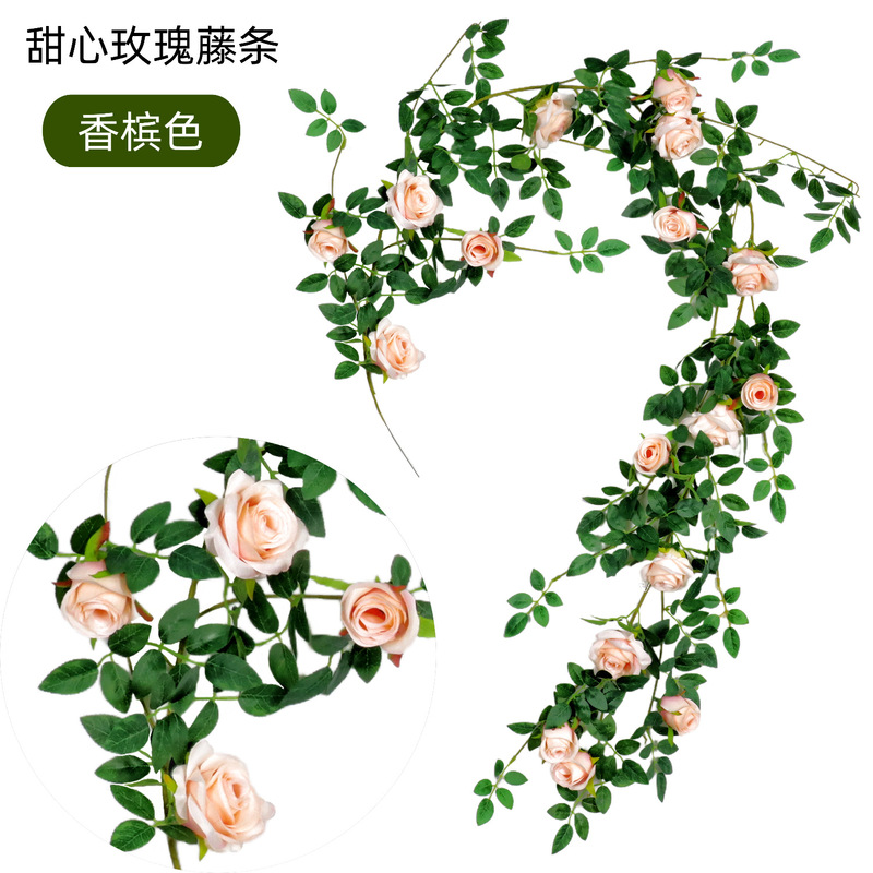 仿真玫瑰花藤花墙假花装饰花藤条空调管道遮挡店铺造景庭院装饰|undefined