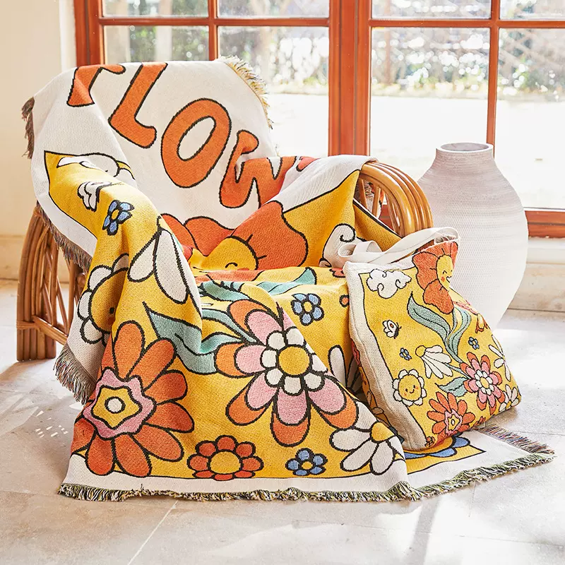 跨境电商ins风沙发毯节日类装饰布挂毯盖毯床尾毯亚马逊一件代发