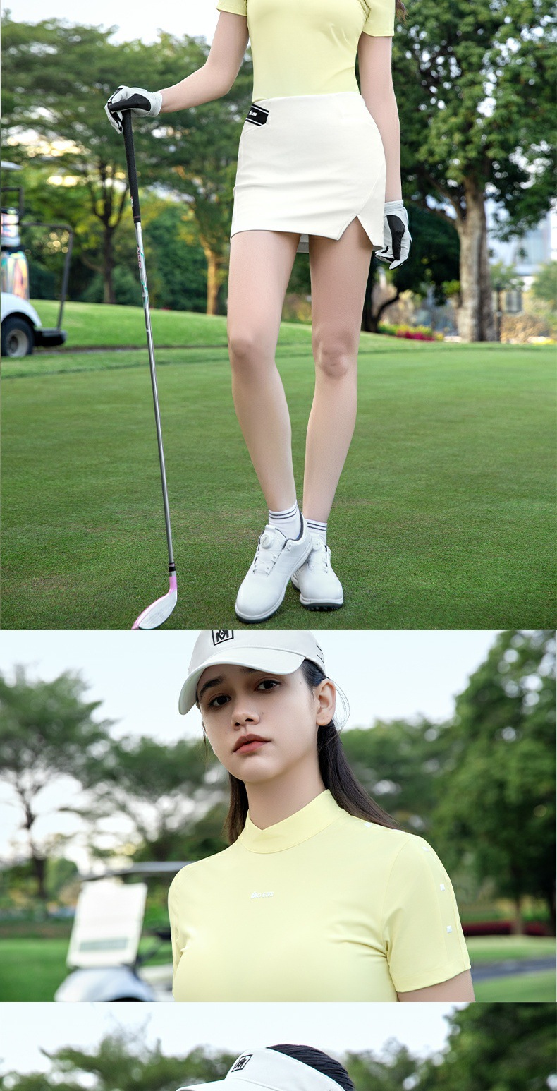 Áo thun nữ ngắn tay golf chống nắng UPF50, chất lụa lạnh, khóa kéo vô hình sau lưng — Áo hồng anh đào [lụa lạnh/chống nắng UPF50/khóa kéo vô hình sau] M25YF033, Áo trắng [cảm giác mát lạnh/chống nắng UPF50/khóa kéo vô hình sau lưng] M25YF033, Áo màu vàng lông ngỗng [lụa lạnh/chống nắng UPF50/khóa kéo vô hình sau lưng] M25YF033 chi tiết 9