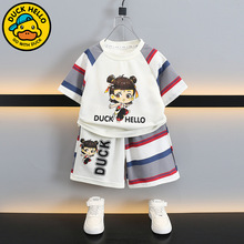 哪吒衣服男童夏季运动短袖两件套2025款洋气酷帅男宝夏装薄款套装