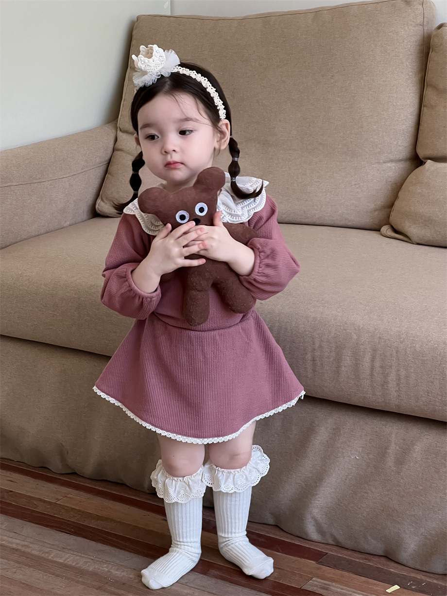 Trajes de primavera para niños ropa de bebé 2025 primavera ropa infantil coreana camiseta de muñeca vestido corto de dos piezas ropa de primavera