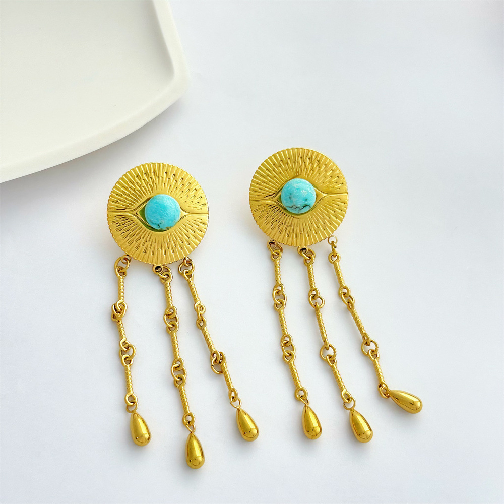 1 Pair Geometric Retro 304 Stainless Steel Drop Earrings display picture 5