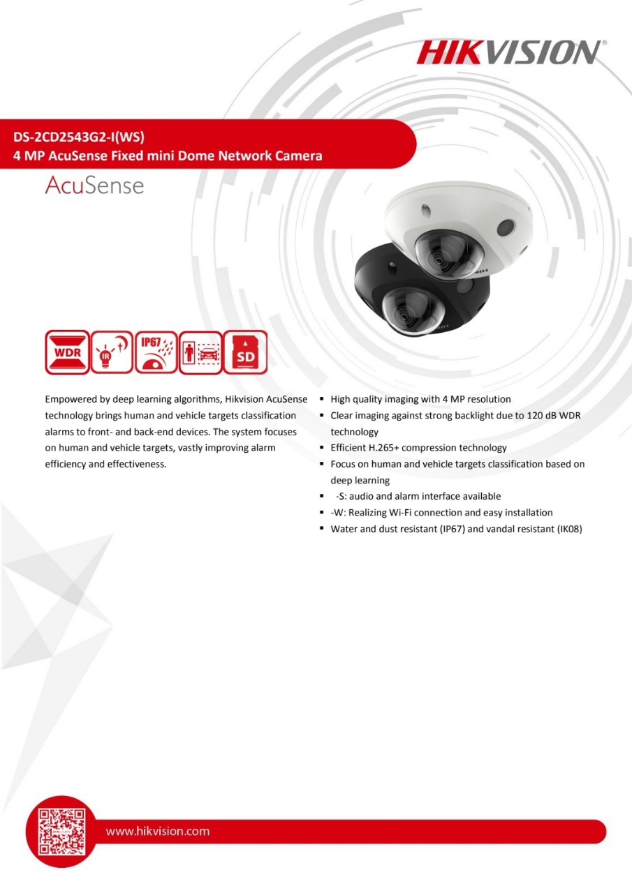 DS-2CD2543G2-IS海康威视原装英文机海外版人形车形检测摄像机