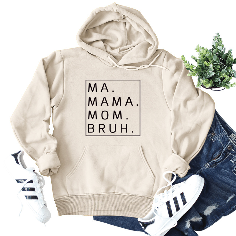 Amazon deseo transfronterizo europeo y americano Comercio exterior MA MAMA mamá Bruh carta impresión casual suéter con capucha