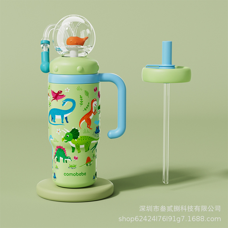 Taza de agua para niños ballena spray bebé taza de paja kindergarten hogar buceo beber diversión taza de verano