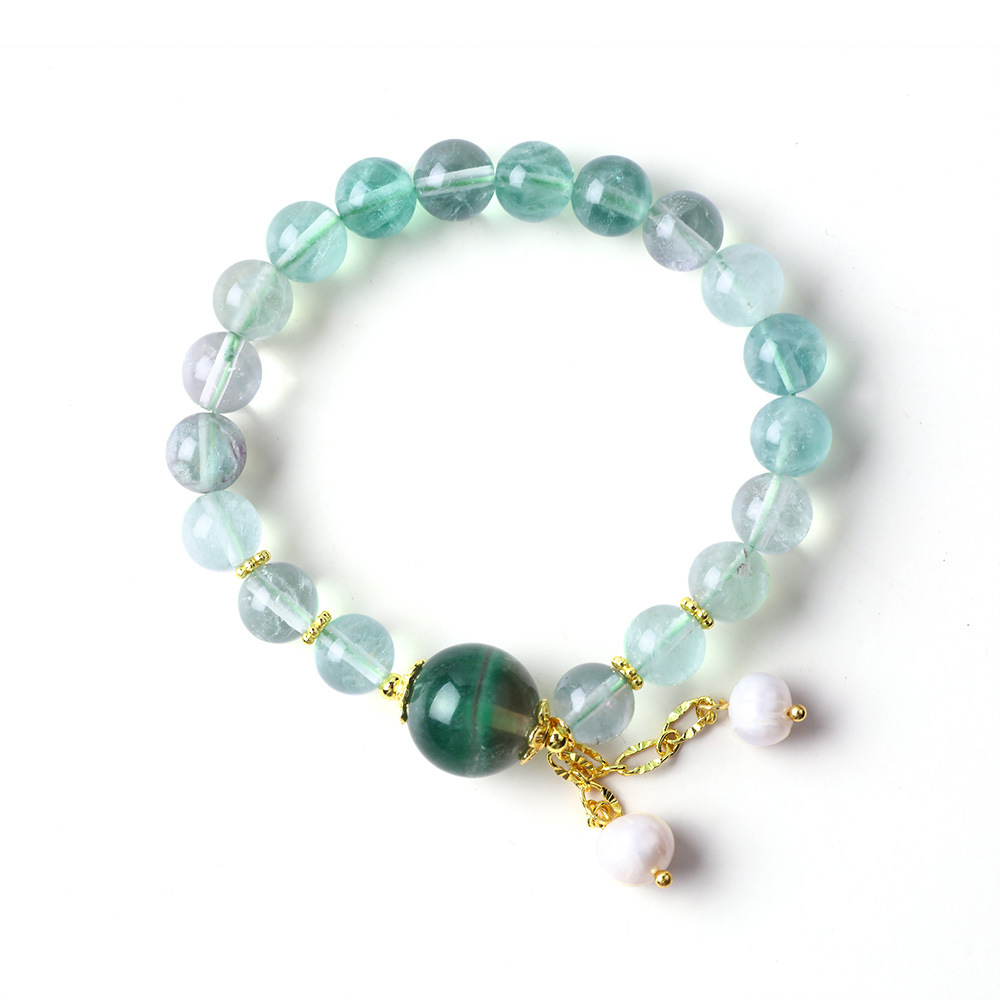 Fluorita verde natural nuevo estilo chino imitación de perlas lingüísmo brazalete de mujer nicho temperamento pareja de alto nivel amiga