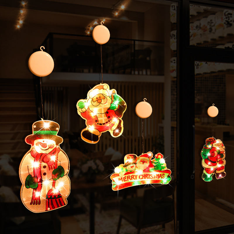 Luces de ventosa de color de Navidad Año nuevo decoración de vacaciones de Navidad luces de colores escaparate escena de la tienda diseño de dibujos animados vestir image 3